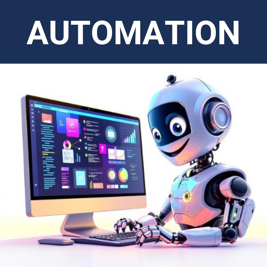 2 AI robot working on computer for a business automation