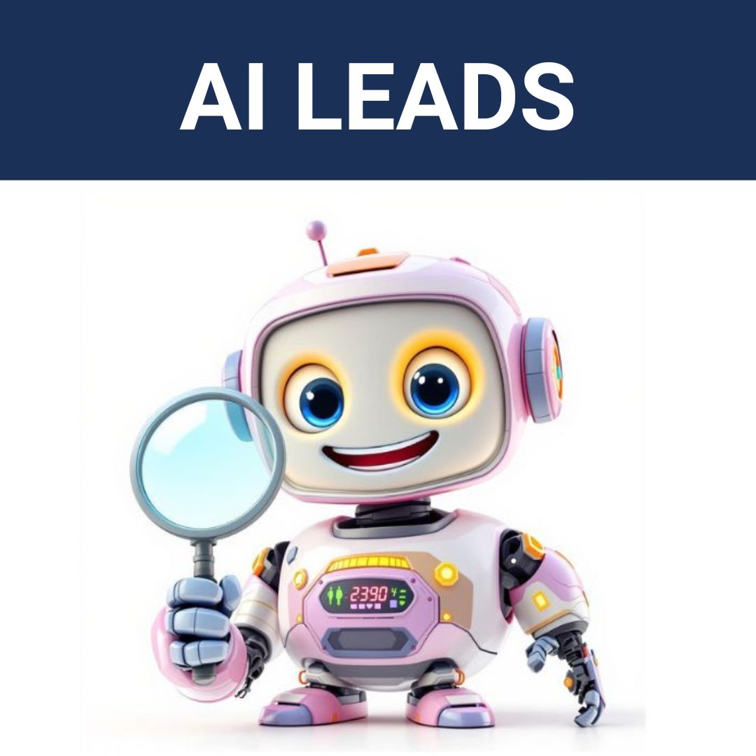 3 AI robot working holding a magnifying glass searching for business data